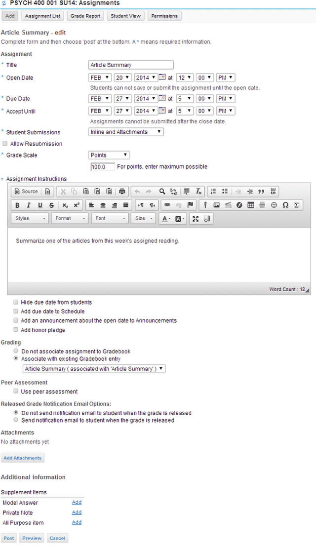 How do I edit an existing assignment?